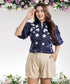 Embroidered Cotton Casual Blue Top